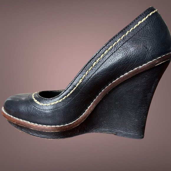 True Religion|Womens|Wedge Heels Shoes|Size 8.5|Black|100% Leather|Platform - Picture 8 of 15